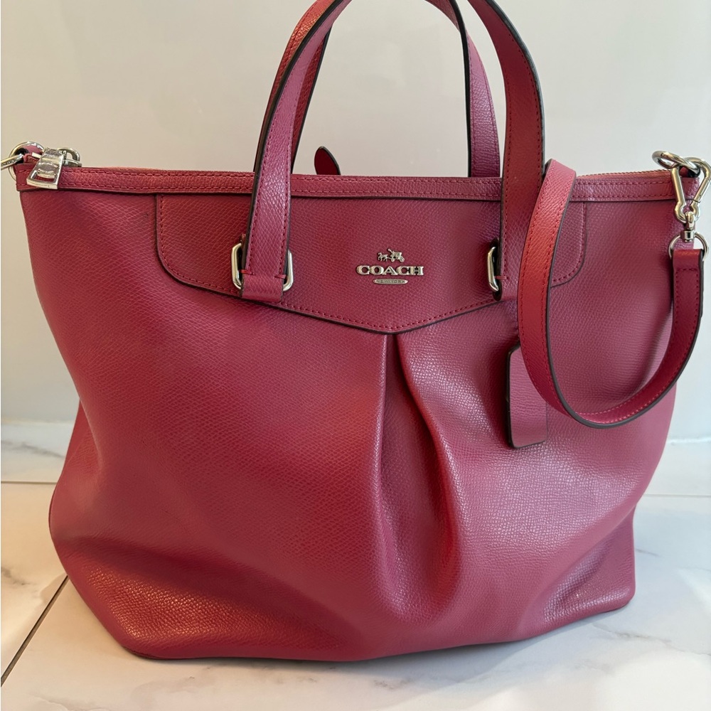Coach Raspberry Leather Satchel